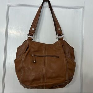 Tignanello Brown Pebble Leather Shoulder Bag Purse Pocketbook Handbag